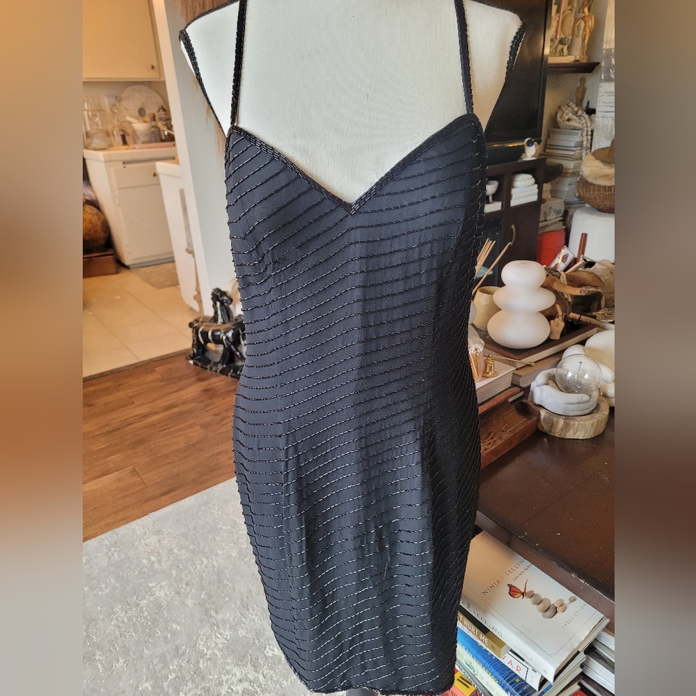 A.J. Bari Black Strapless Vintage 80's Black Sequin